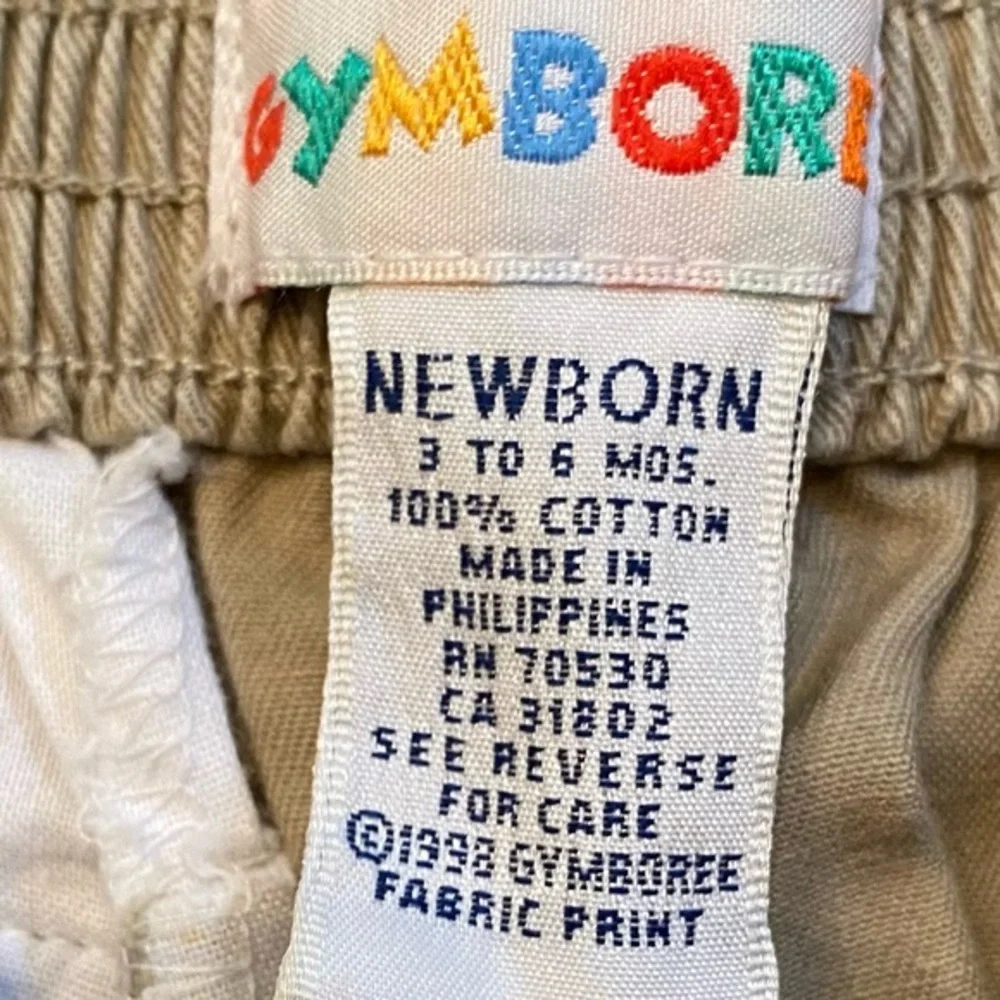 Vintage Gymboree Size 3-6 Months 100% Cotton Pleated Khaki‎ Chinos